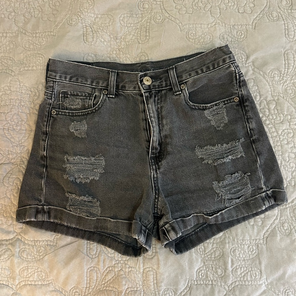 American Eagle Outfitters Black Distressed Jean Shorts